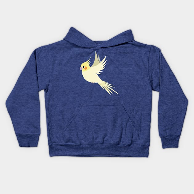 Flying cockatiel Kids Hoodie by Bwiselizzy